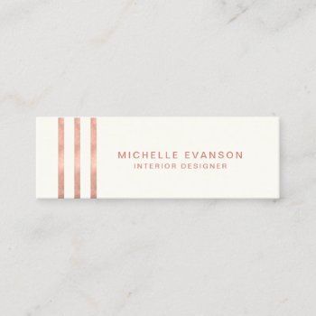 Minimalist Rose Gold Stripes Mini Business Card by whimsydesigns at Zazzle