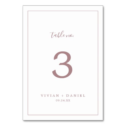 Minimalist Rose Gold Table Number