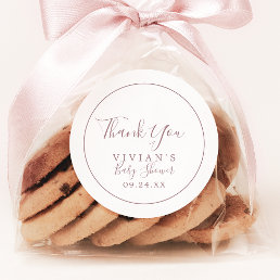 Minimalist Rose Gold Thank You Baby Shower Favor Classic Round Sticker