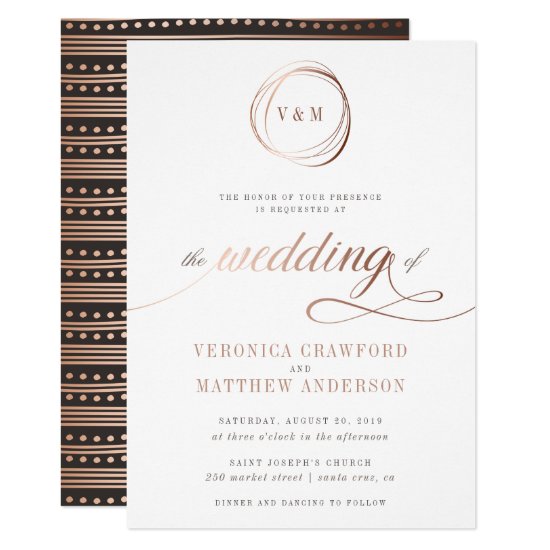Minimalist Rose Gold Typography Wedding Invitation