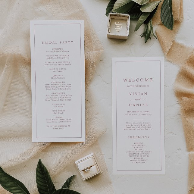 Minimalist Rose Gold Typography Wedding Program (Creator Uploaded)