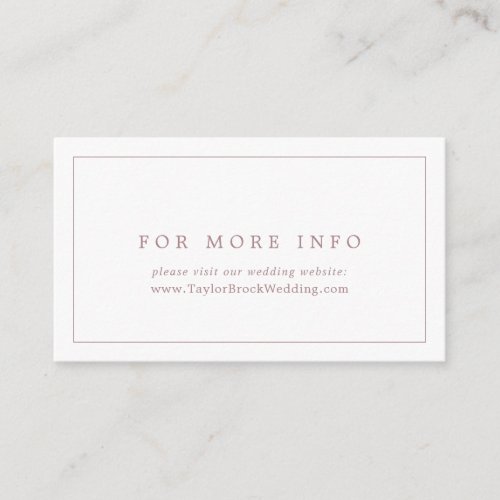 Minimalist Rose Gold Typography Wedding Website Enclosure Card