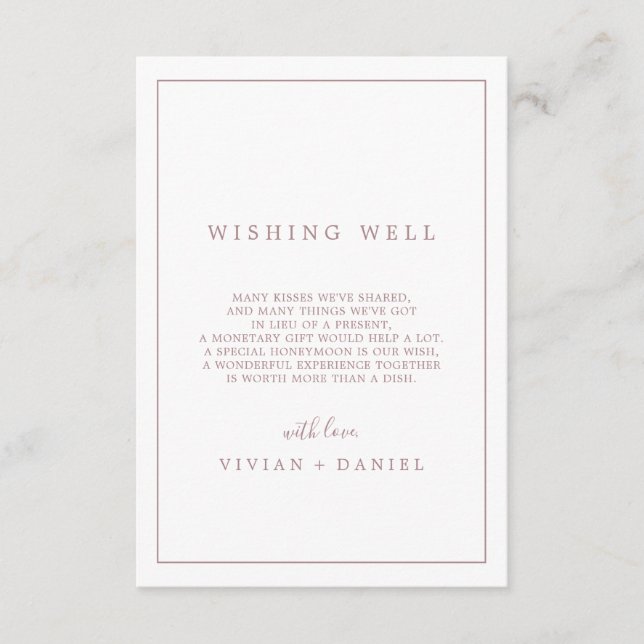 Minimalist Rose Gold Typography Wishing Well Card (Front)