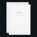 Minimalist Rose Gold Wedding Advice Card<br><div class="desc">This minimalist rose gold wedding advice card is perfect for a simple wedding and can be used for any event. The modern romantic design features classic rose gold and white typography paired with a rustic yet elegant calligraphy with vintage hand lettered style. Customizable in any color. Keep the design simple...</div>
