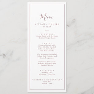Details about   100 Wedding Event Party Personalized Menu White Gold Shimmer Blush Roses 