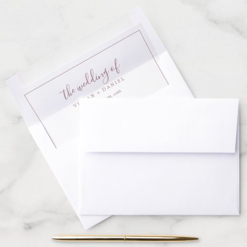Minimalist Rose Gold Wedding Envelope Liner