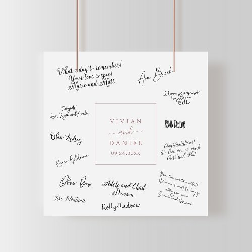 Minimalist Rose Gold Wedding Guest Signing Poster