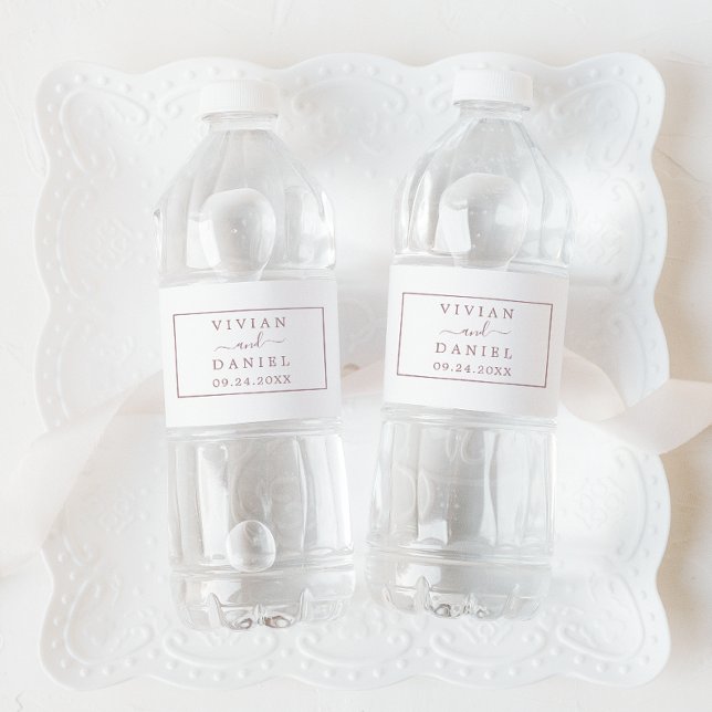 Minimalist Rose Gold Wedding Water Bottle Label (Creator Uploaded)