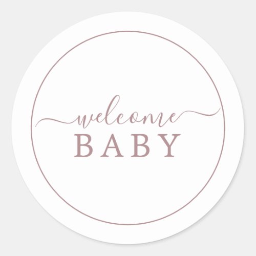 Minimalist Rose Gold Welcome Baby Shower Sticker