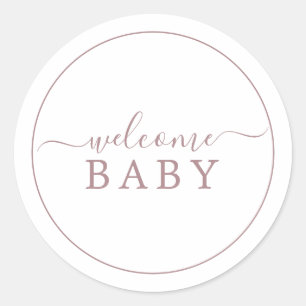 Minimalist Rose Gold Welcome Baby Shower Sticker