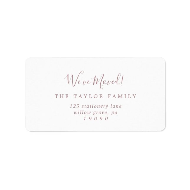 Minimalist Rose Gold We've Moved New Address Label (Front)