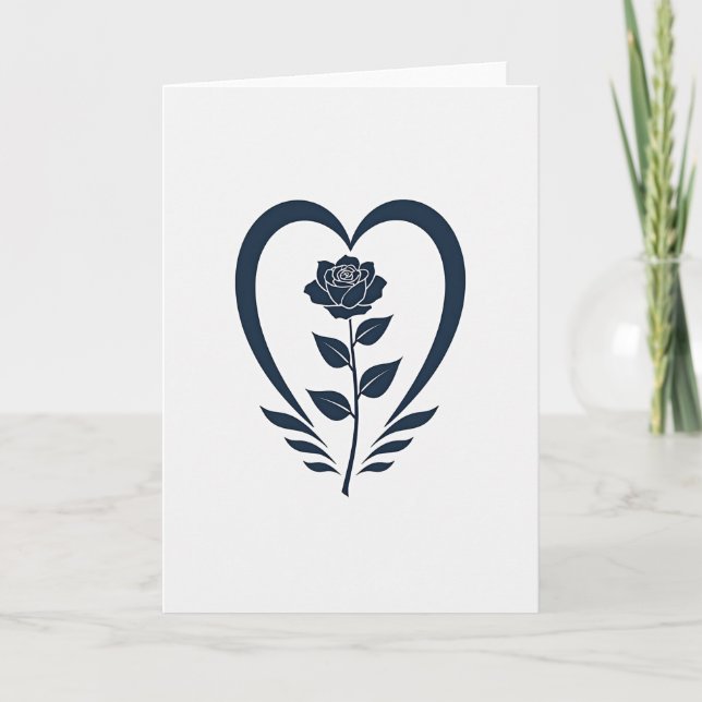 Minimalist Rose Heart Card (Front)