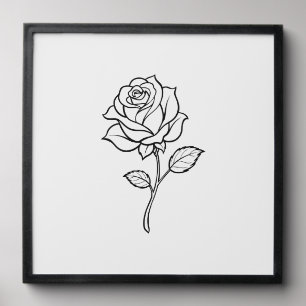 Minimalist Rose Line Art Elegant One-Color Floral  Peel And Stick Photo Tile