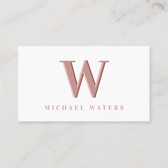 Minimalist Rose Monogram Logo Embossed Effect Busi Business Card (Front)