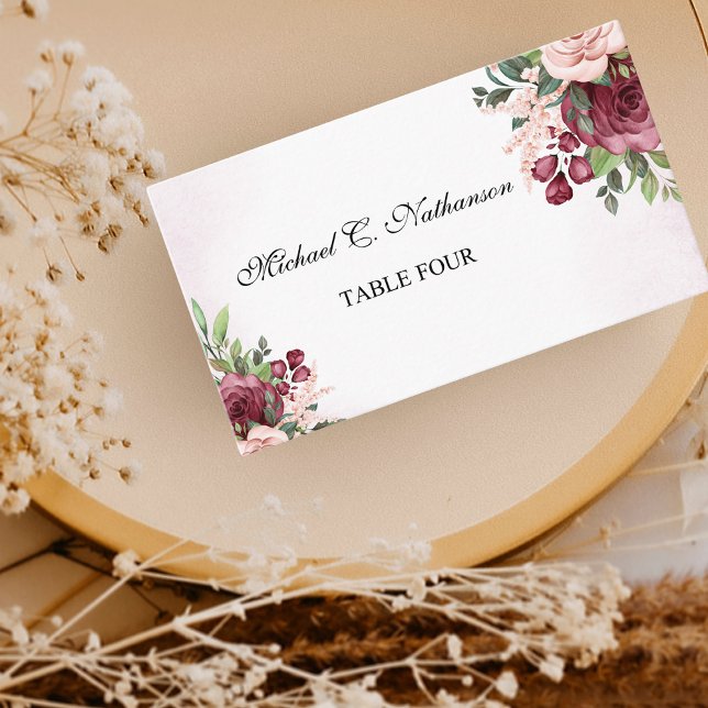 Minimalist Rose Wedding Place Card (Creator Uploaded)