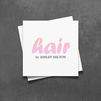 Minimalist Rose White Hair Stylist Square Business Card by pro_business_card at Zazzle