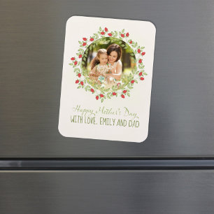 Minimalist Rose Wreath Mother’s Day Photo Magnet