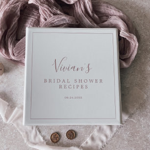 Minimalist RoseGold Bridal Shower Recipe Organizer 3 Ring Binder