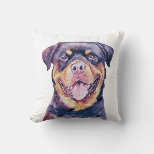 Minimalist Rottweiler Dog Inspired Throw Pillow