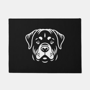 Minimalist Rottweiler Face Design – Bold Line Art Doormat