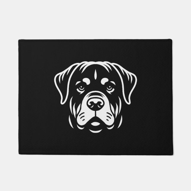 Minimalist Rottweiler Face Design – Bold Line Art Doormat (Front)
