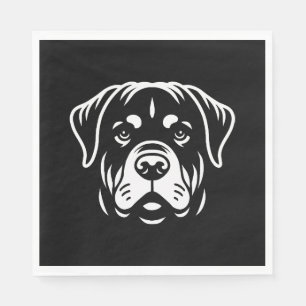 Minimalist Rottweiler Face Design – Bold Line Art Napkins