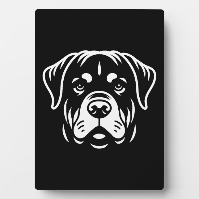 Minimalist Rottweiler Face Design – Bold Line Art Plaque (Front)