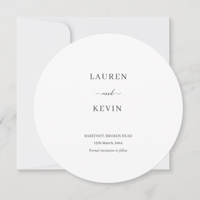 Minimalist Round save the date in invitation (Front)