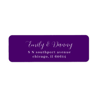 Minimalist Royal Purple Elegant Wedding Address Label