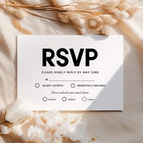 Minimalist RSVP card with meal choice