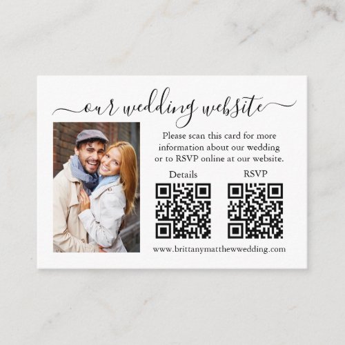 Minimalist RSVP Details Photo 2 QR Wedding Enclosure Card