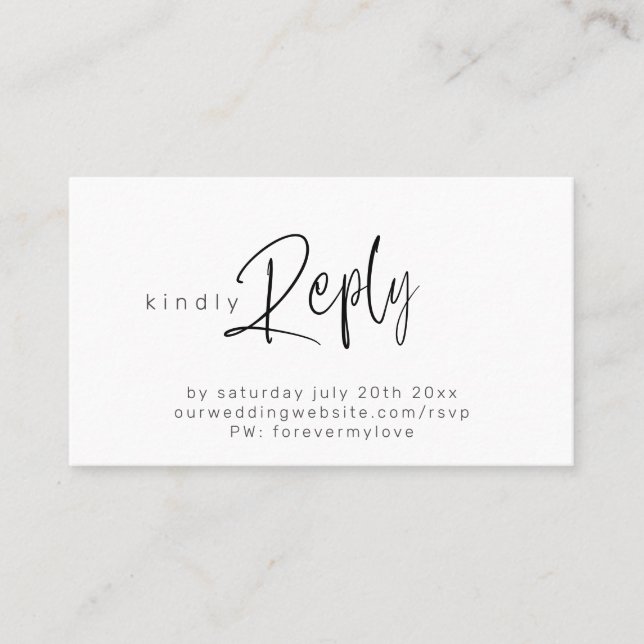 Minimalist RSVP for Online Response Business Card (Front)