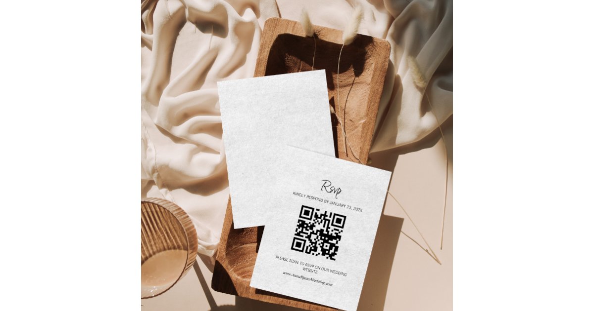 Minimalist RSVP QR Code Wedding Invitation | Zazzle