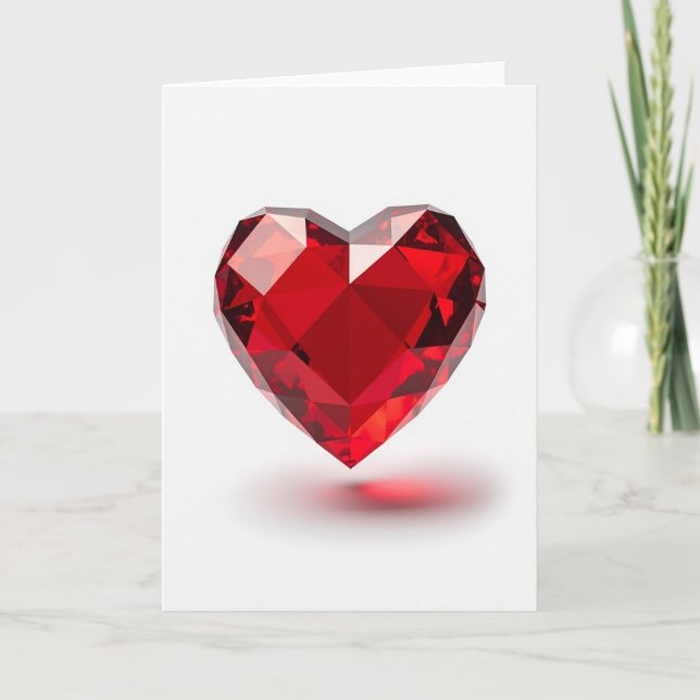 Minimalist Ruby Heart Love Card (Front)