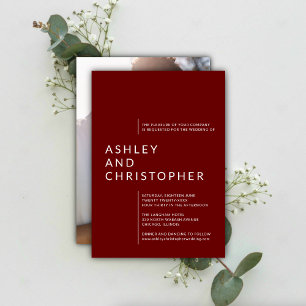 Minimalist Ruby Red Isolated Names Photo Wedding Invitation