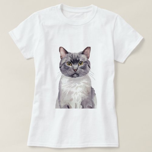 Minimalist Russian Blue Cat Inspired  T_Shirt