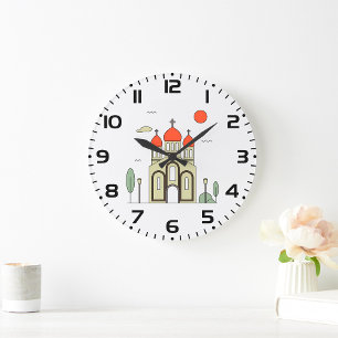 Minimalist Russian Orthodox Church Large Clock