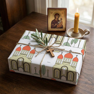 Minimalist Russian Orthodox Church  Wrapping Paper