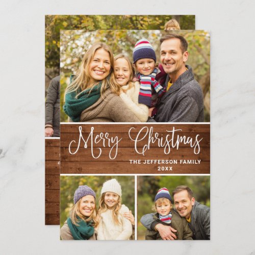 Minimalist Rustic 4 PHOTO Christmas Greeting Boho Holiday Card