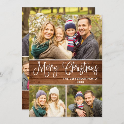 Minimalist Rustic 6 PHOTO Christmas Greeting Boho Holiday Card