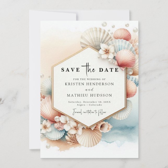 Minimalist Rustic Beach Wedding Save The Date (Front)