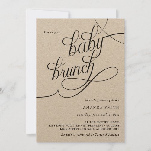 Minimalist Rustic Boho Gender Neutral Baby Brunch  Invitation