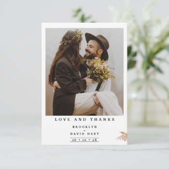 Minimalist Rustic Boho Wedding Pampas Grass Thank  Thank You Card by figtreedesign at Zazzle