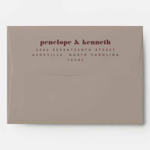 Minimalist Rustic Brown Floral Line Art Wedding  Envelope