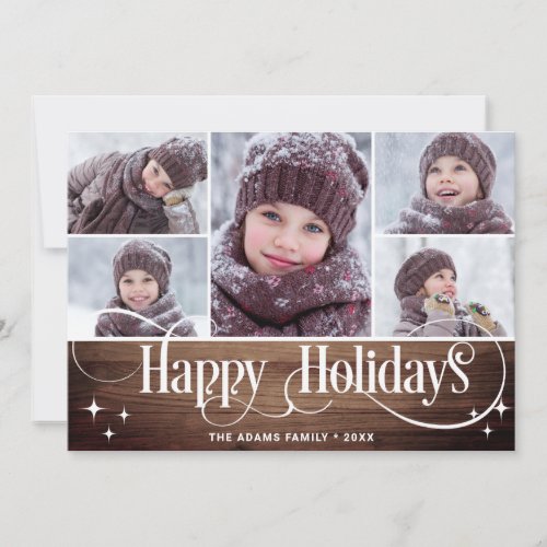 Minimalist Rustic Christmas 5 PHOTOS Greetings Holiday Card