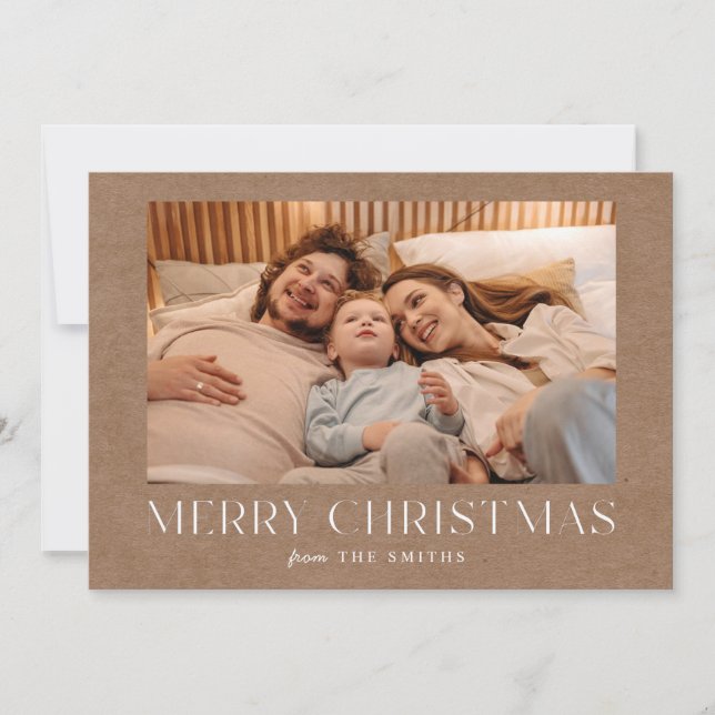 Minimalist Rustic Christmas Holiday Photo Card (Front)