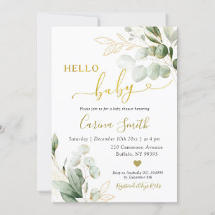 Minimalist Rustic Eucalyptus Greenery Baby Shower Invitation