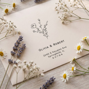 Minimalist Rustic Floral Custom Wedding Envelope