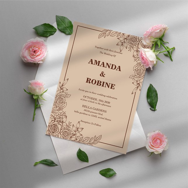 Minimalist Rustic Floral Wedding Invitation (Creator Uploaded)