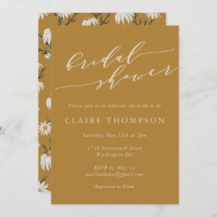 Minimalist Rustic Floral Yellow Bridal Shower Invitation